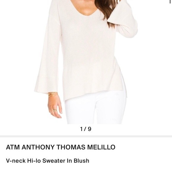 ATM ANTHONY THOMAS MELILLO V-neck Hi-lo Sweater In Blush Pink XS Revolve - Picture 5 of 15
